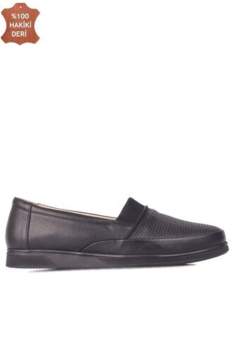 Fitbas 155100 013 Kadın Siyah Hakiki Deri Günlük Büyük Numara Ayakkabı - Fitbas