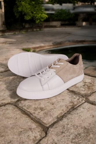 Erkan Kaban 385004 468 White Matt - Sand Nubuck Men Shoes - Erkan Kaban