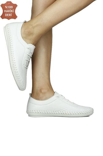 Erkan Kaban 625041 468 Women White Genuine Leather Casual Shoes - Fitbas