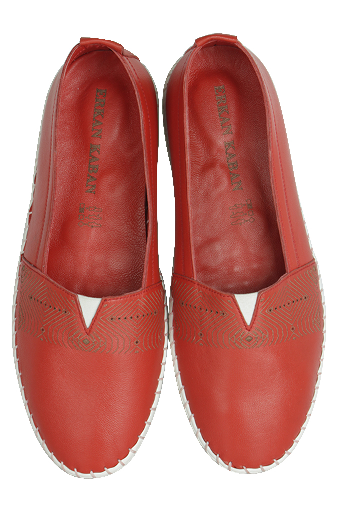 Fitbas 625043 524 Kadın Kırmızı Deri Günlük Büyük Numara Ayakkabı