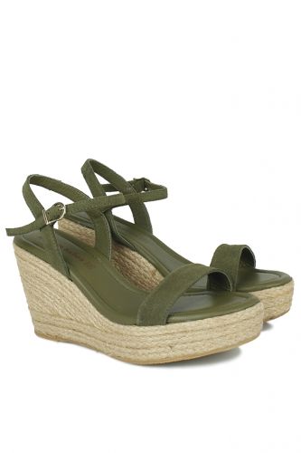 Fitbas - Erkan Kaban 6662 677 Women Khaki Suede Padding Heel Sandal (1)
