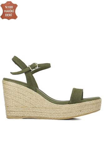 Erkan Kaban 6662 677 Women Khaki Suede Padding Heel Sandal - Fitbas