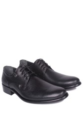 Erkan Kaban 759 014 Erkek Siyah Deri Klasik Büyük & Küçük Numara Ayakkabı - Thumbnail