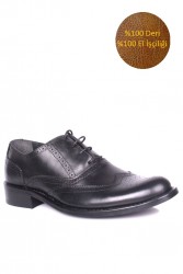Erkan Kaban 327 014 Erkek Siyah Deri Klasik Büyük & Küçük Numara Ayakkabı - Thumbnail
