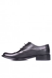 Erkan Kaban 327 014 Erkek Siyah Deri Klasik Büyük & Küçük Numara Ayakkabı - Thumbnail