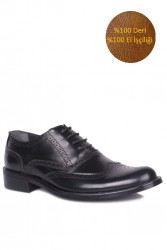 Erkan Kaban 327 020 Erkek Siyah Açma Deri Klasik Büyük & Küçük Numara Ayakkabı - Thumbnail