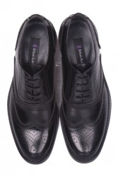 Erkan Kaban 327 020 Erkek Siyah Açma Deri Klasik Büyük & Küçük Numara Ayakkabı - Thumbnail