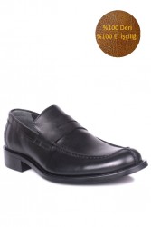 Erkan Kaban 332 014 Erkek Siyah Deri Klasik Büyük & Küçük Numara Ayakkabı - Thumbnail