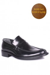 Erkan Kaban 332 020 Erkek Siyah Açma Deri Klasik Büyük & Küçük Numara Ayakkabı - Thumbnail