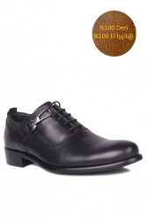 Erkan Kaban 801 014 Erkek Siyah Deri Klasik Büyük & Küçük Numara Ayakkabı - Thumbnail