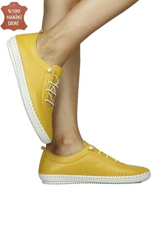 Erkan Kaban 625041 124 Women Yellow Genuine Leather Casual Shoes - Fitbas