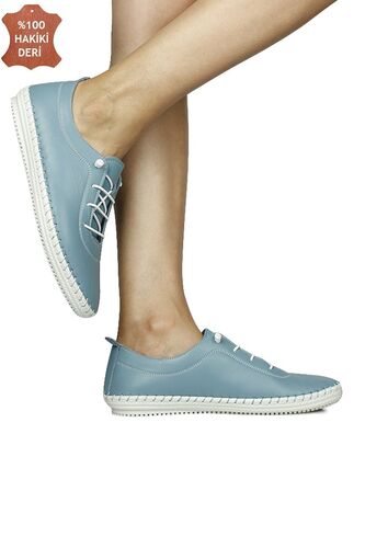Erkan Kaban 625041 424 Women Blue Genuine Leather Casual Shoes - Fitbas