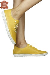 Fitbas 625042 124 Kadın Sarı Deri Günlük Büyük Numara Ayakkabı - Thumbnail