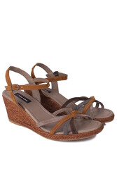 Fitbas 1314 167 Kadın Camel Süet Büyük & Küçük Numara Sandalet - 2