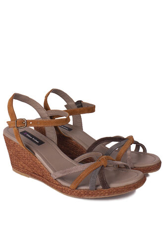 Fitbas - Fitbas 1314 167 Kadın Camel Süet Büyük & Küçük Numara Sandalet (1)