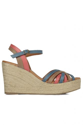 Erkan Kaban 4389 705 Women Taba Blue Red Sandal Shoes - Fitbas