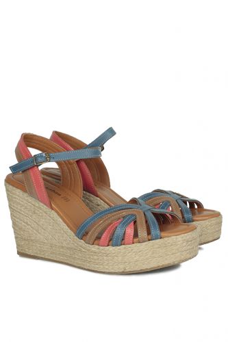 Fitbas - Erkan Kaban 4389 705 Women Taba Blue Red Sandal Shoes (1)