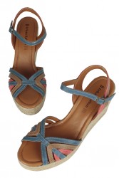 Erkan Kaban 4389 705 Women Taba Blue Red Sandal Shoes - 4