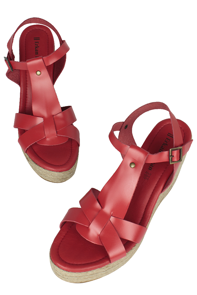 Fitbas 5027 524 Kadın Kırmızı Büyük & Küçük Numara Sandalet