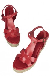 Fitbas 5027 524 Kadın Kırmızı Büyük & Küçük Numara Sandalet - Thumbnail