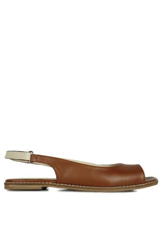 Fitbas - Fitbas 111016 163 Kadın Taba Büyük Numara Sandalet (1)