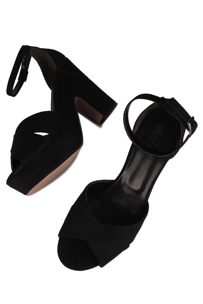 Fitbas 111091 008 Kadın Siyah Süet Büyük & Küçük Numara Platform Ayakkabı