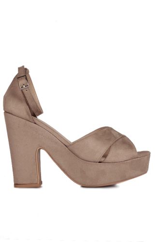 Fitbas 111091 327 Kadın Ten Süet Büyük & Küçük Numara Platform Ayakkabı - Fitbas