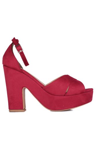 Fitbas 111091 527 Kadın Kırmızı Süet Büyük & Küçük Numara Platform Ayakkabı