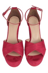 Fitbas 111091 527 Kadın Kırmızı Süet Büyük & Küçük Numara Platform Ayakkabı - Thumbnail