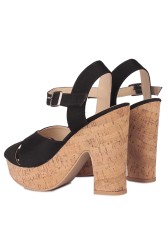 Fitbas 111092 008 Kadın Siyah Süet Büyük & Küçük Numara Platform Ayakkabı - 5