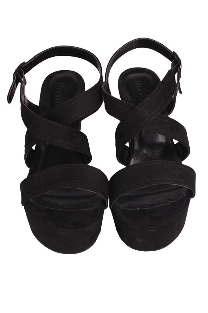 Fitbas 111096 008 Kadın Siyah Süet Büyük & Küçük Numara Platform Ayakkabı