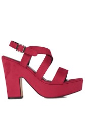 Fitbas 111096 527 Kadın Kırmızı Süet Büyük & Küçük Numara Platform Ayakkabı - Thumbnail