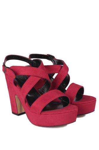 Fitbas - Fitbas 111096 527 Kadın Kırmızı Süet Büyük & Küçük Numara Platform Ayakkabı (1)