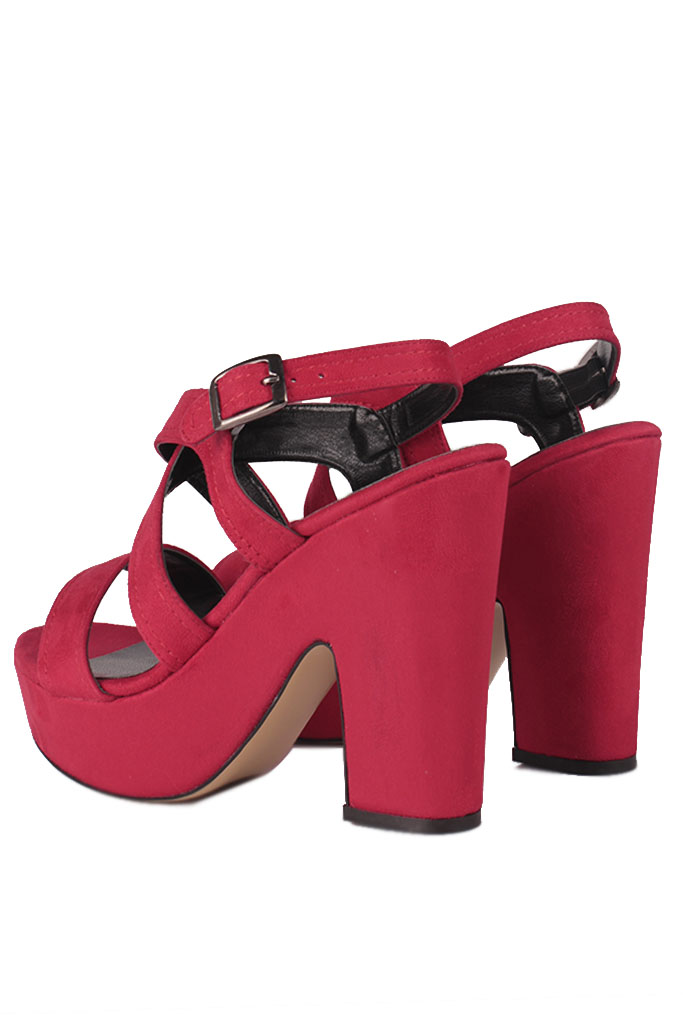 Fitbas 111096 527 Kadın Kırmızı Süet Büyük & Küçük Numara Platform Ayakkabı