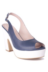 Fitbas 111097 460 Kadın Lacivert Beyaz Büyük & Küçük Numara Platform Ayakkabı - Thumbnail