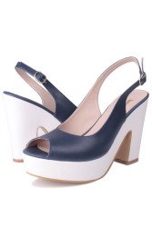Fitbas 111097 460 Kadın Lacivert Beyaz Büyük & Küçük Numara Platform Ayakkabı - Thumbnail