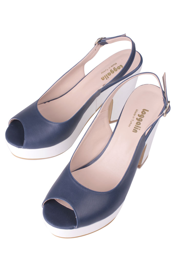 Fitbas 111097 460 Kadın Lacivert Beyaz Büyük & Küçük Numara Platform Ayakkabı