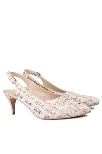 Fitbas - Fitbas 111215 965 Kadın Kumaş Desenli Büyük & Küçük Numara Stiletto (1)