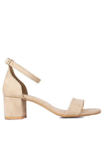 Fitbas 111272 324 Kadın Ten Süet Topuklu Büyük & Küçük Numara Sandalet - Fitbas