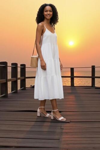 Fitbas 111272 468 Kadın Beyaz Cilt Topuklu Büyük & Küçük Numara Sandalet - Fitbas