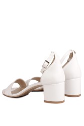 Fitbas 111272 468 Kadın Beyaz Cilt Topuklu Büyük & Küçük Numara Sandalet - Thumbnail