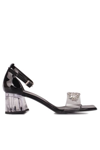 Fitbas 111273 021 Kadın Siyah Topuklu Büyük & Küçük Numara Sandalet - Fitbas