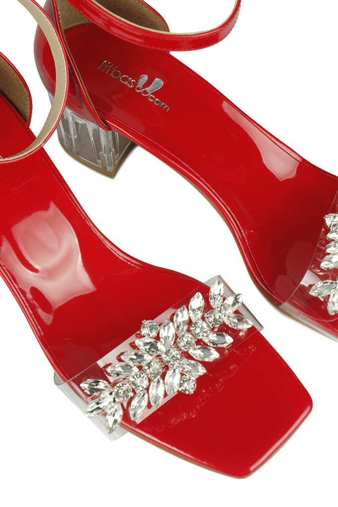 Fitbas 111273 521 Kadın Kırmızı Topuklu Büyük & Küçük Numara Sandalet
