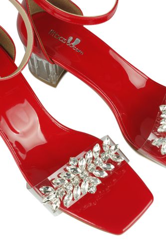 Fitbas - Fitbas 111273 521 Kadın Kırmızı Topuklu Büyük & Küçük Numara Sandalet (1)