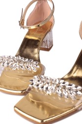 Fitbas 111273 721 Kadın Altın Topuklu Büyük & Küçük Numara Sandalet - 4