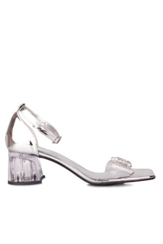 Fitbas 111273 771 Kadın Gümüş Topuklu Büyük & Küçük Numara Sandalet - Fitbas