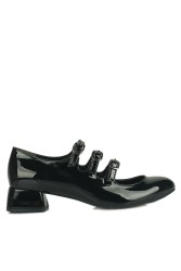 Fitbas 111350 020 Kadın Siyah Rugan Büyük & Küçük Numara Ayakkabı - Thumbnail