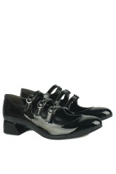 Fitbas 111350 020 Kadın Siyah Rugan Büyük & Küçük Numara Ayakkabı - Thumbnail