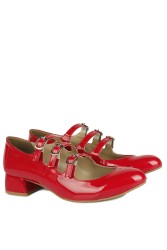 Fitbas 111350 520 Kadın Kırmızı Rugan Büyük & Küçük Numara Ayakkabı - Thumbnail