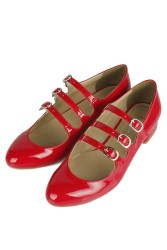 Fitbas 111350 520 Kadın Kırmızı Rugan Büyük & Küçük Numara Ayakkabı - Thumbnail